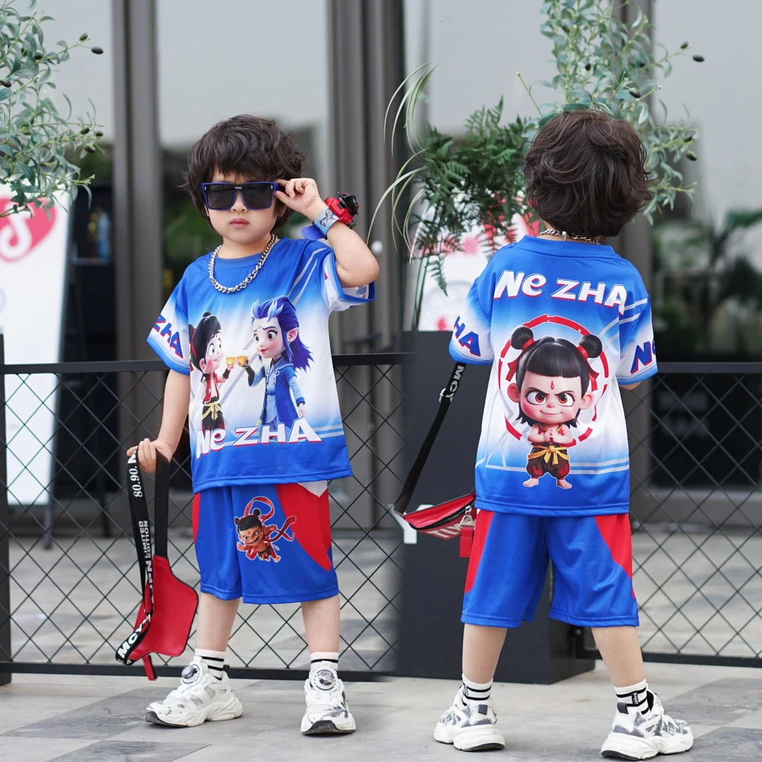 2025新款夏季男童儿童速干运动套装宽松休闲短袖短裤凉感透气夏装