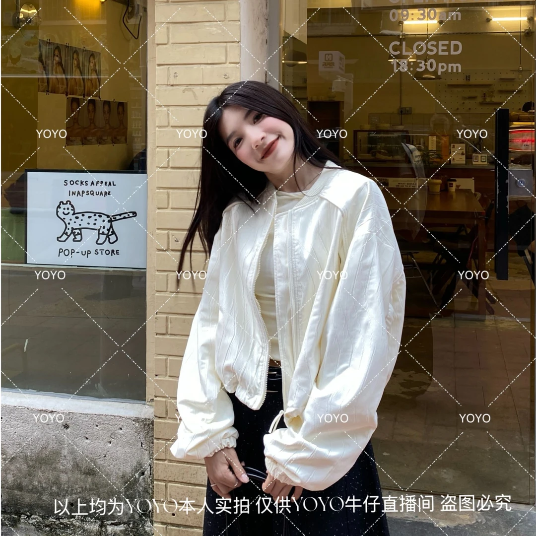 YOYO自制【奶油泡芙】秋款宽松时尚休闲百搭设计感短款外套