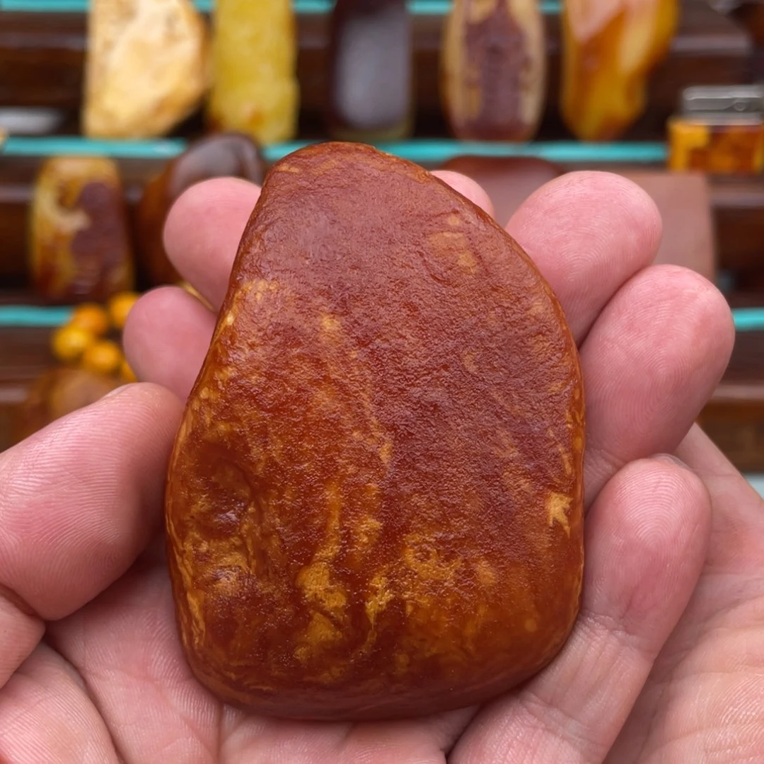 定制琥珀未镶嵌蜜蜡原石手把件