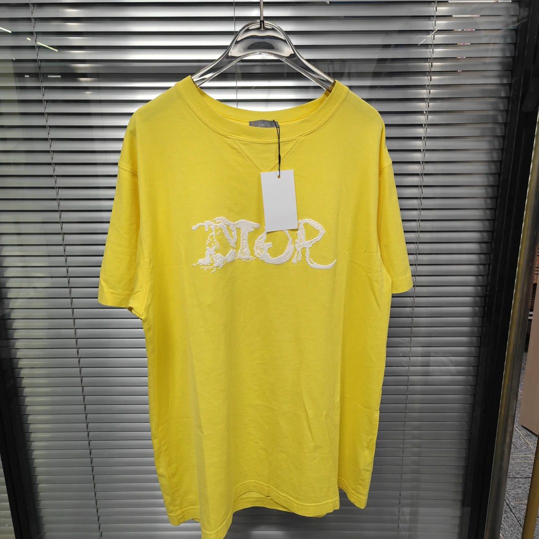 99新 DIOR/迪奥 黄色溶解logo短袖 m码