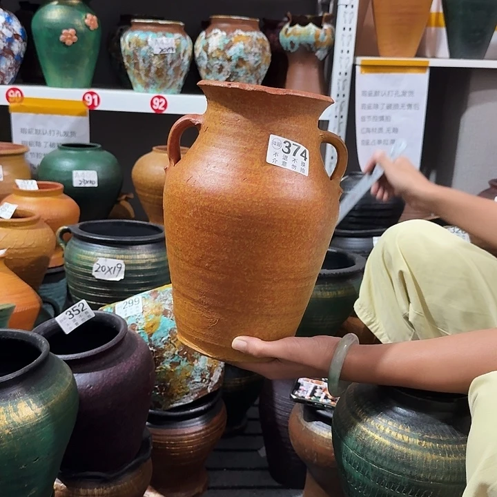 瑕疵黄色大双耳374高度29口径14