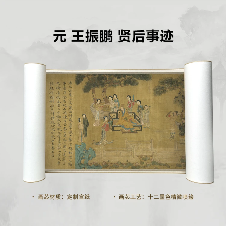 元 王振鹏 贤后事迹手卷国画微喷高清复刻精装裱卷轴