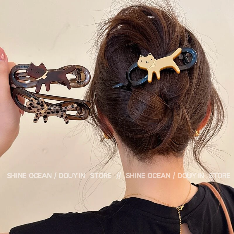 双海猫了个咪~萌趣卡通扭扭夹ins高级感气质时尚小众设计百搭发夹