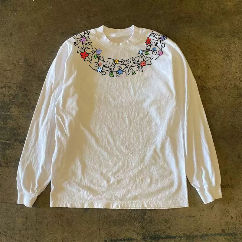 300克重磅！高级感美式复古印花T恤2025春秋新款长袖百搭男女上衣t