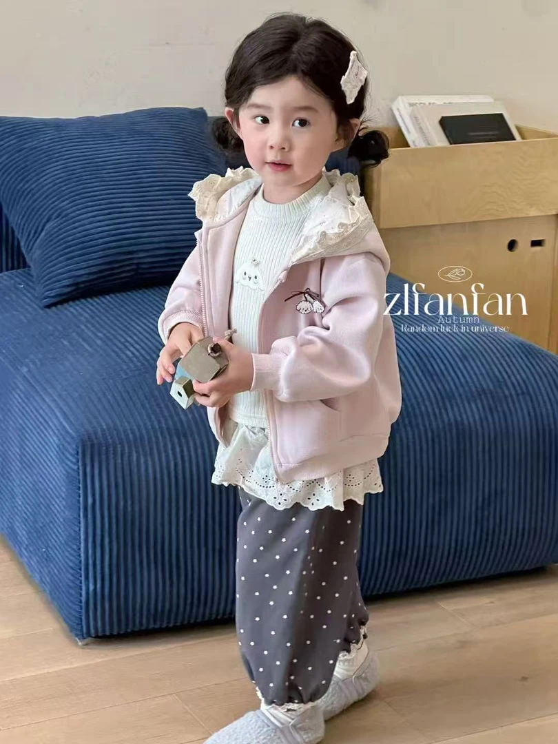 2025秋季新款女童花边装饰卫衣外套3262