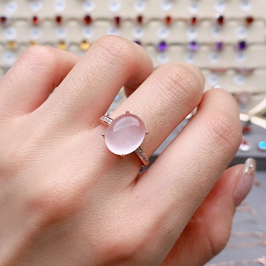 芙蓉石戒指银S925镶嵌戒指