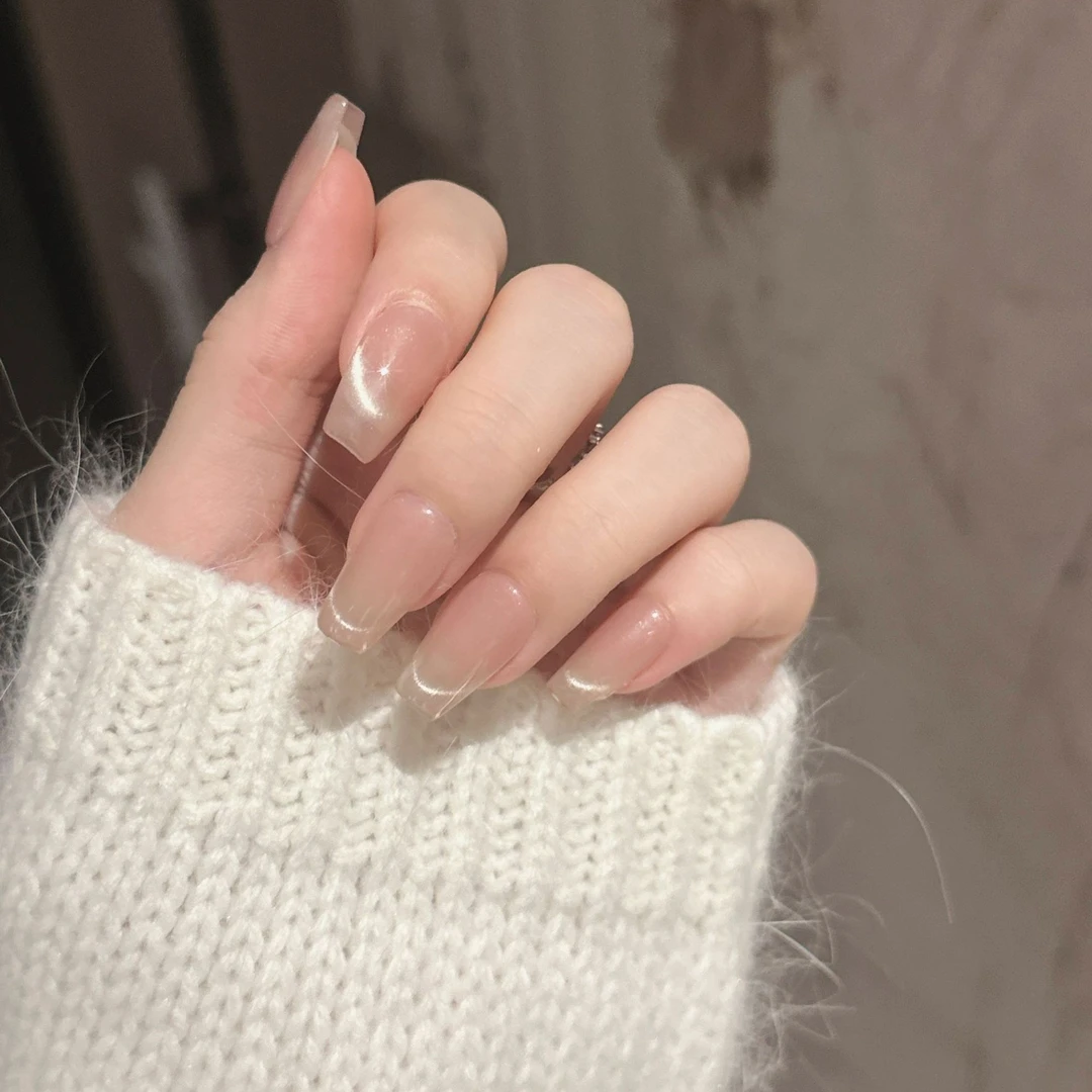 YN.ail 【柔光沁雅】裸色显白温柔气质法式猫眼高级感穿戴甲手工