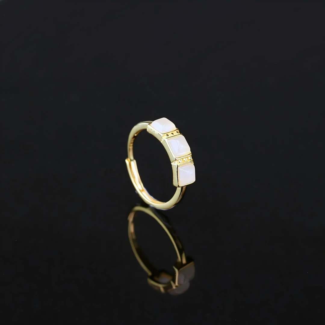 国玉天工S925白玉戒指 yzzb001y 多样性发货