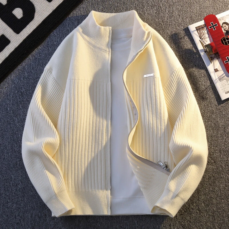 针织开衫外套男休闲百搭2024秋冬季新款男士毛衣拉链立领夹克