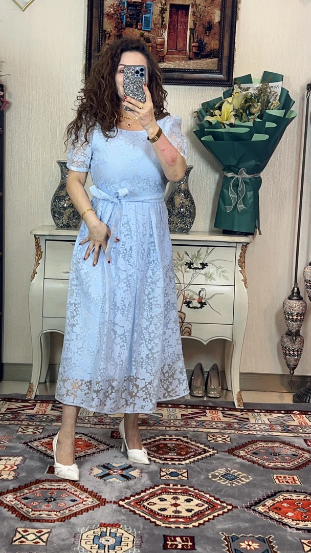 ［GELLINNA女装］连衣裙直筒长裙/M-4XL/天蓝色时尚优雅气质