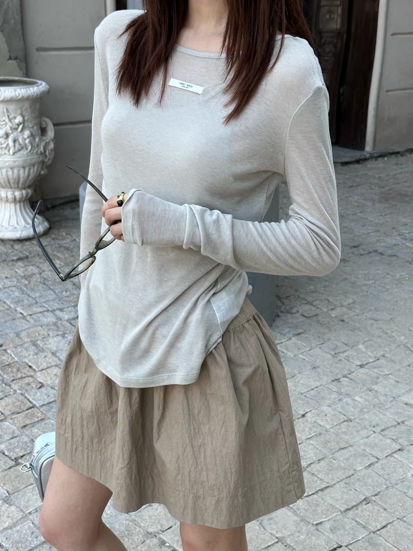 R-HER【燕麦天丝】夏季小个子修身百搭休闲分时尚洋气上衣女两件套