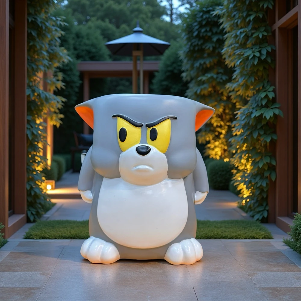 可爱卡通汤姆猫凳子创意动画角色椅子户外花园庭院装饰品摆件