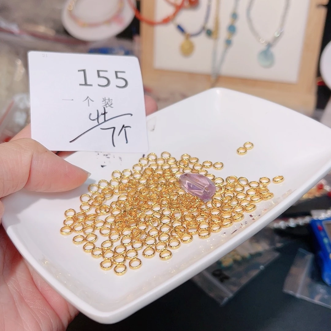 水晶珠宝半成品银S925镀金镶嵌155