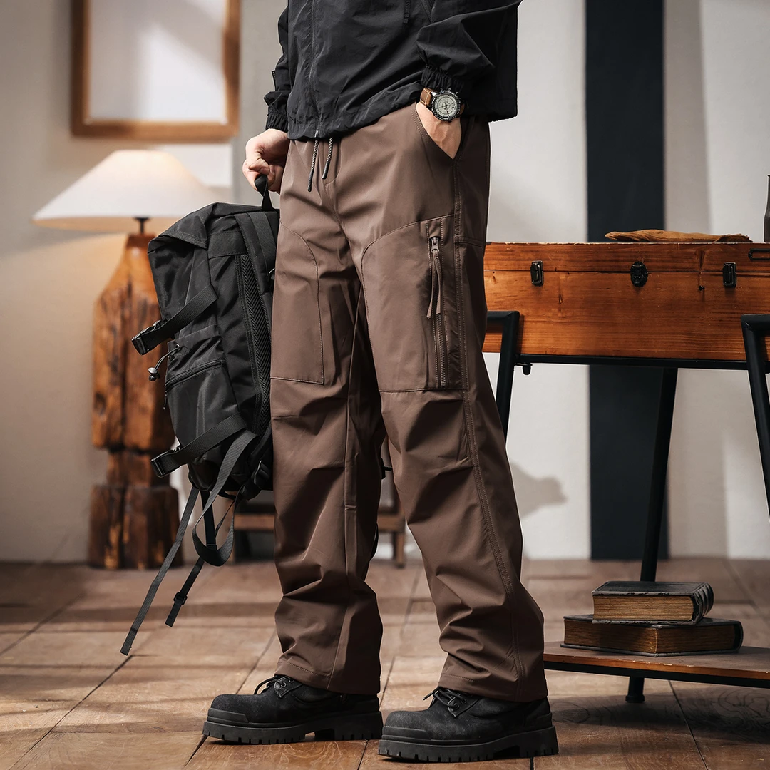 格蓝鹿高端美式户外直筒工装裤子男士2025夏季薄款机能冲锋休闲裤