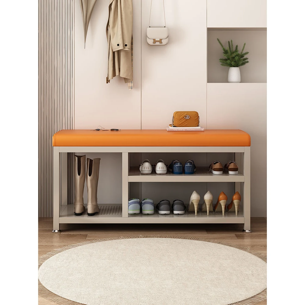 【佛山梦梵】家用门口休息换鞋架简易多层储物鞋柜可坐铁艺软包多功