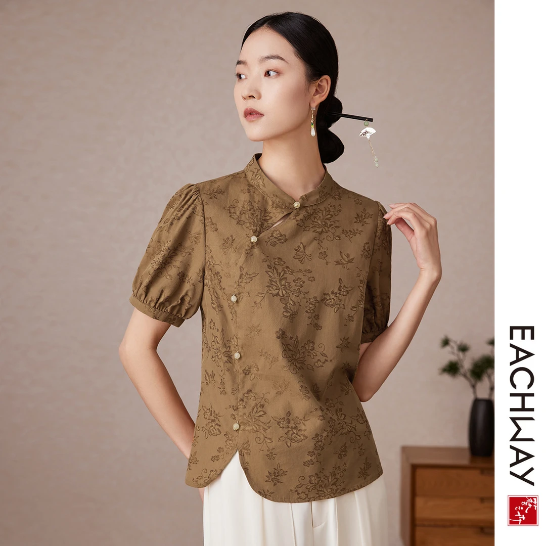 【新中式棉麻衬衣】唐朝气质优雅衬衫女夏季薄款短袖上衣