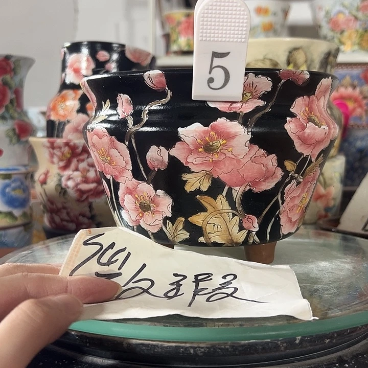 景德镇幸运花盆手绘韩式花盆