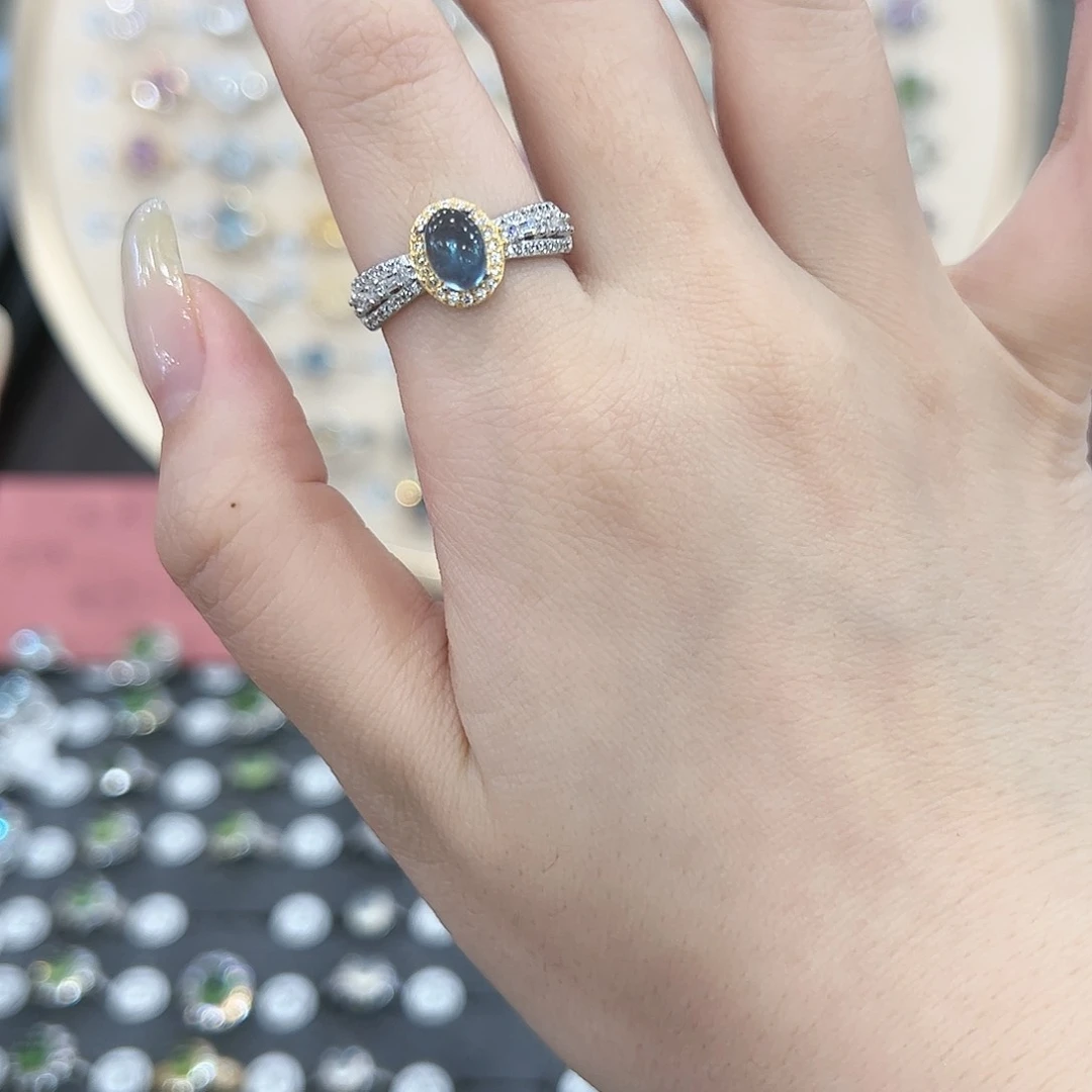 蛇纹石玉戒指银S925镶嵌。*