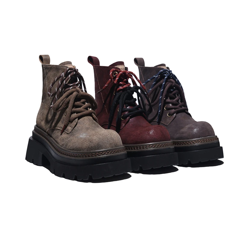 厚底内增高13CM筒高12CM真皮女士马丁靴短靴百搭LX50906