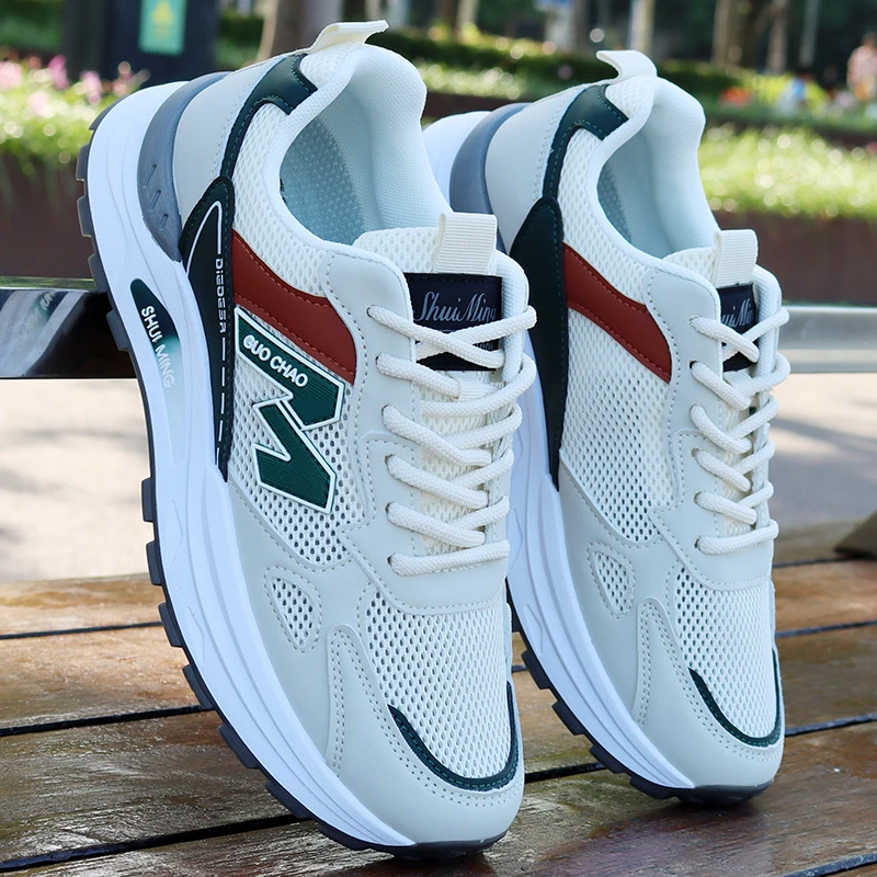 2025秋季增高男鞋透气网鞋青少年百搭休闲防滑软底跑步网面运动鞋