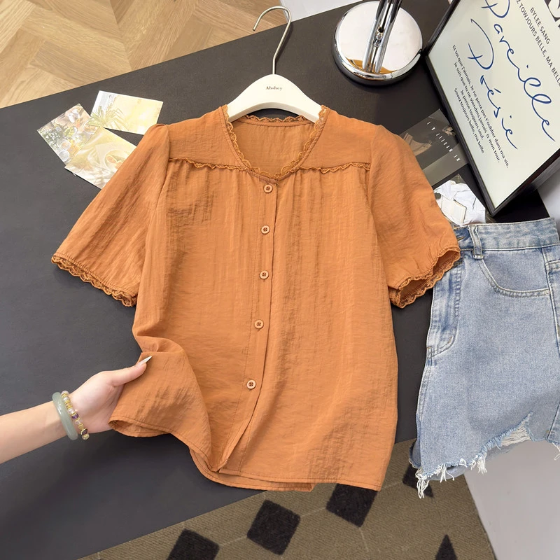 季念【运费全额补】夏季圆领短袖新款小衫显瘦时尚遮肚子拼接上衣女