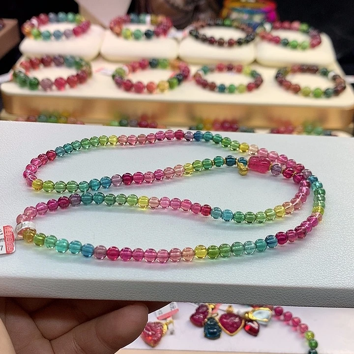 碧玺手链未镶嵌彩虹手串