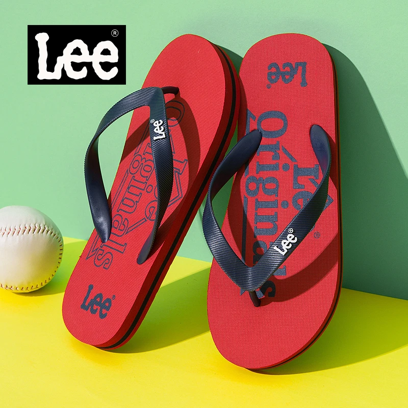 Lee人字拖男红色外穿男士款2025新款爆款潮夏季外出网红沙滩拖鞋
