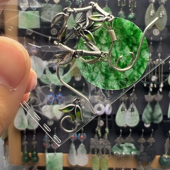 镜***柔翡翠银S925镶嵌耳饰
