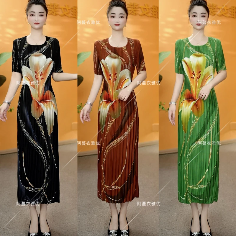 【衣雅严选】8110-1797#新款高定重工压褶定位花显瘦显高连衣裙