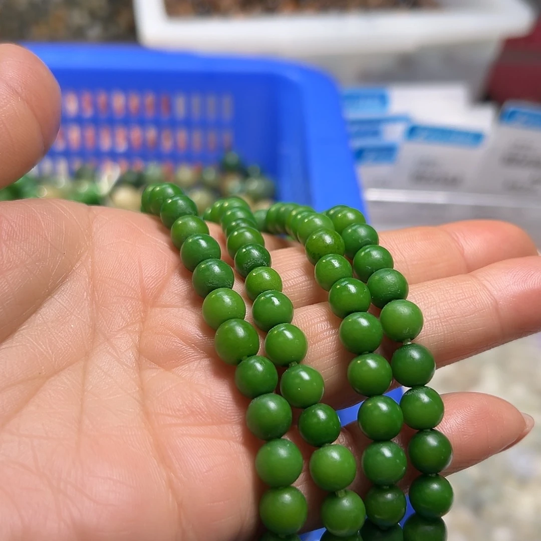 菩提根/象牙果吊坠卡8翠绿圆110颗