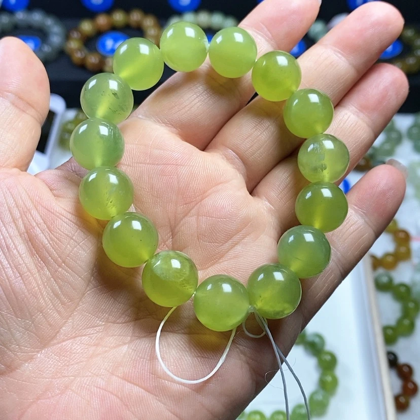 【闪购商品】未镶嵌蛇纹石玉手链青****晴卡14，微瑕
