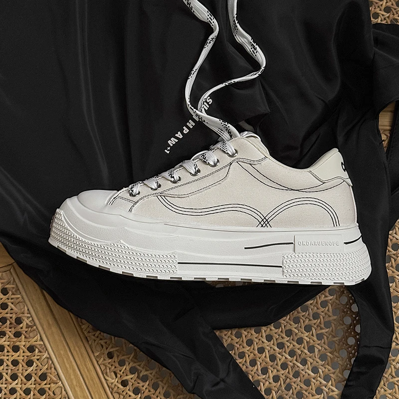 增高5CM潮鞋明星同款2025新品厚底帆布鞋男女时尚板鞋小众国潮鞋