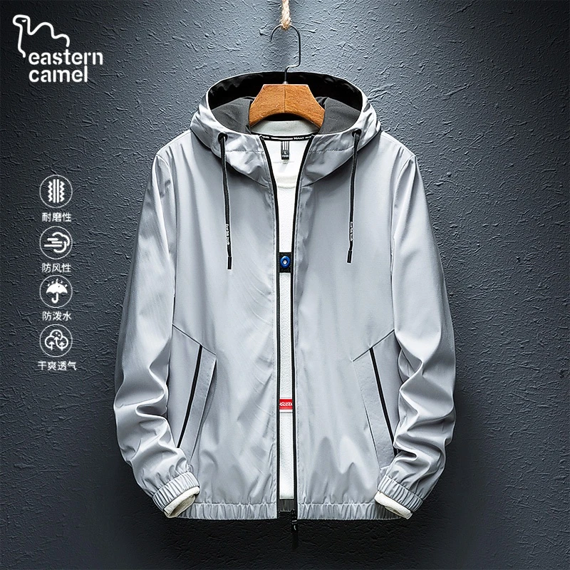 东方骆驼防风夹克男士潮牌运动宽松休闲春秋新款连帽长袖外套男款