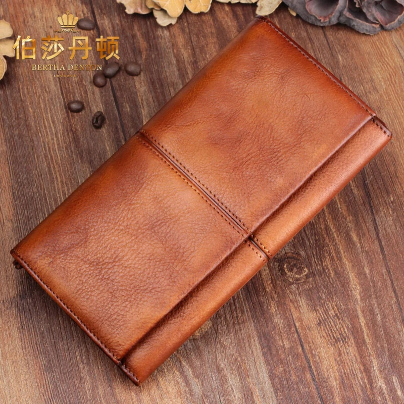 伯莎丹顿品牌男士钱包真皮复古长款牛皮拉夹包高档时尚潮流手拿包
