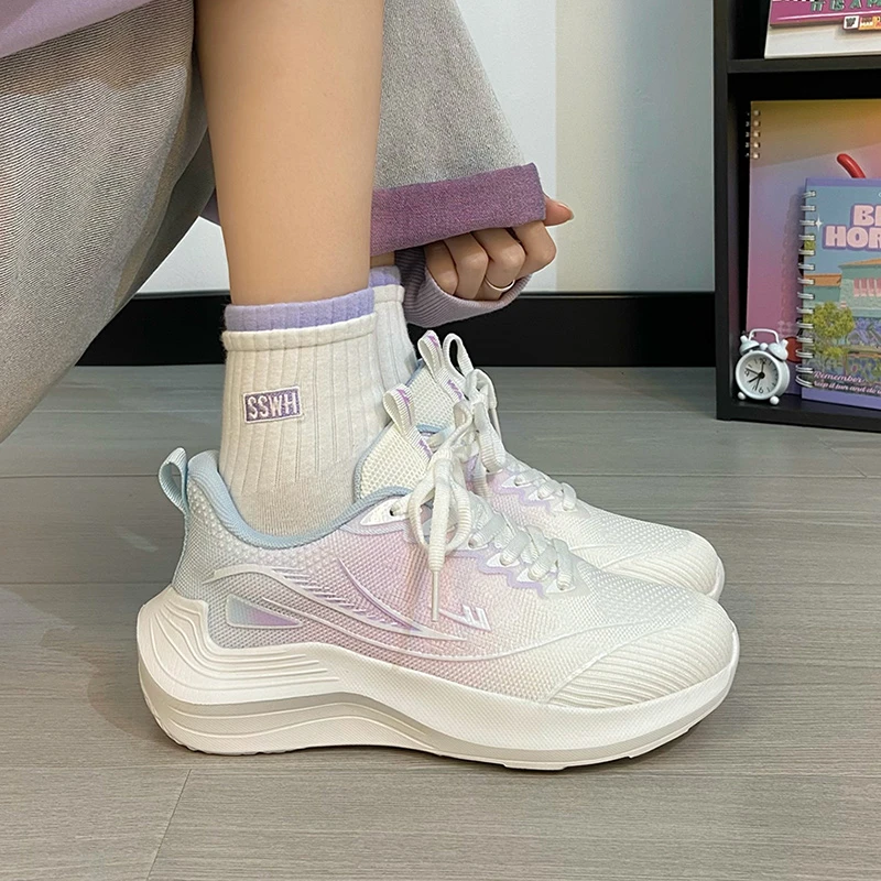 回力女鞋2025爆款渐变软底百搭跑步运动鞋子女款轻便厚底减震潮鞋