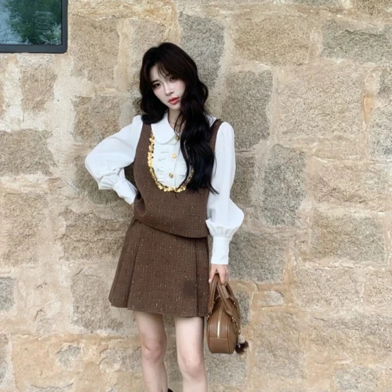 套装显瘦气质短裙时尚秋季女装长袖法式【月光宴会套装】女秋季气质