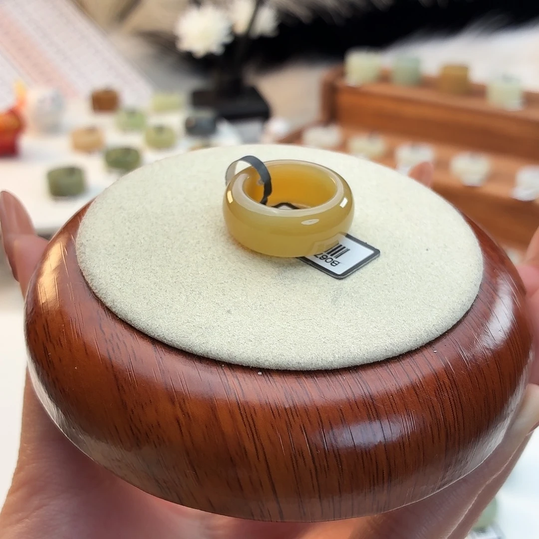 和田玉未镶嵌戒指橘糖轮胎17.18j14