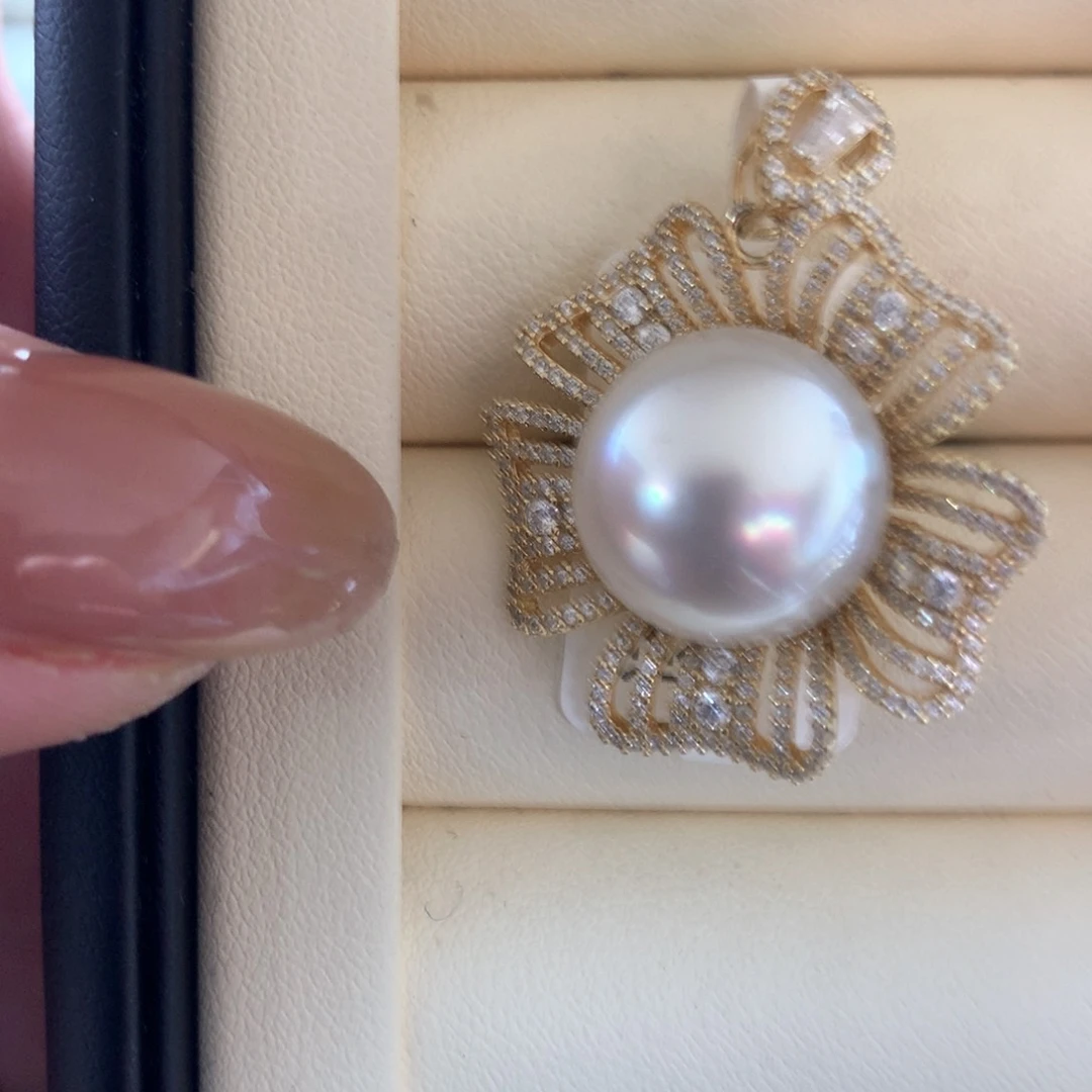 海水珍珠银S925镶嵌颈饰