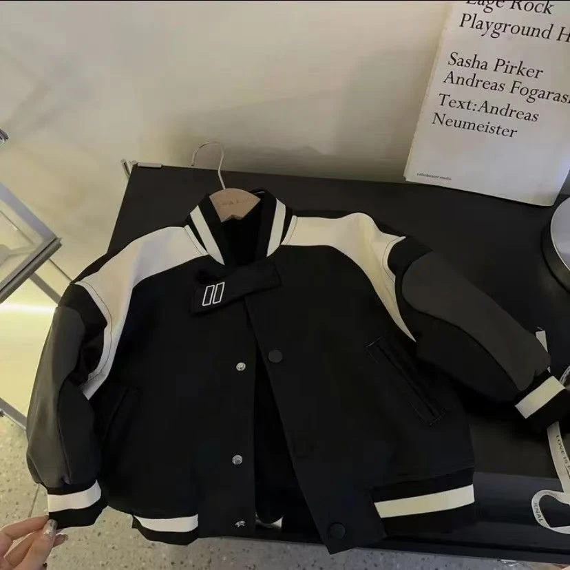 F00459童装男童皮衣外套2025新款春秋皮衣夹克外套男大童时尚衣服