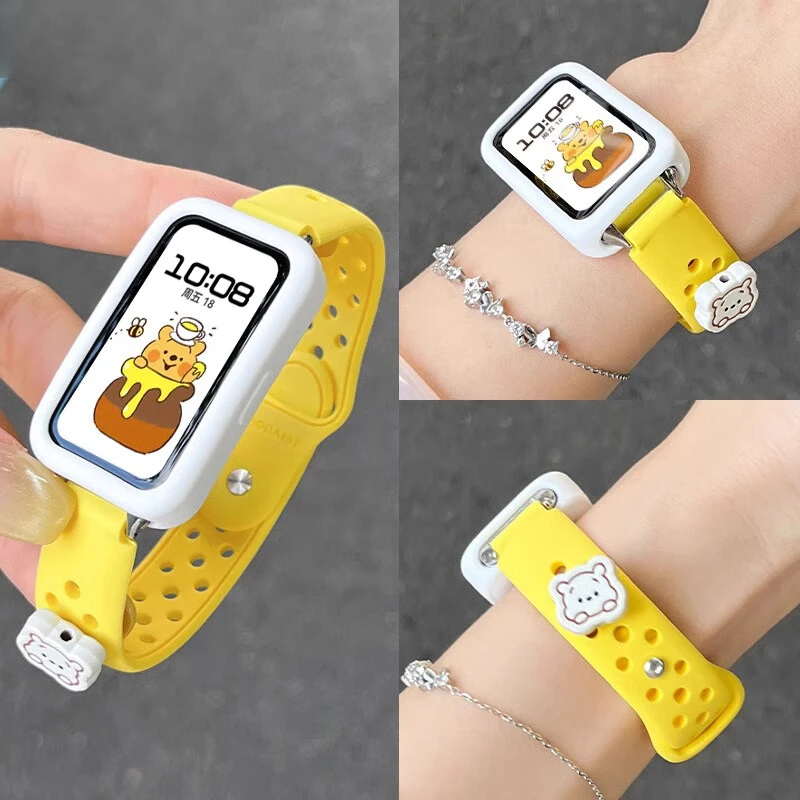 小熊奶片丨适用华为手环10表带硅胶9腕带8夏天7透气6荣耀10手表带