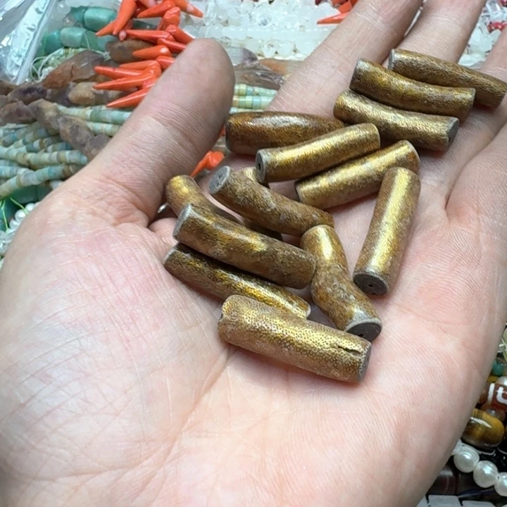 合金玛瑙/玉髓珠宝半成品10颗8x29mm金柳