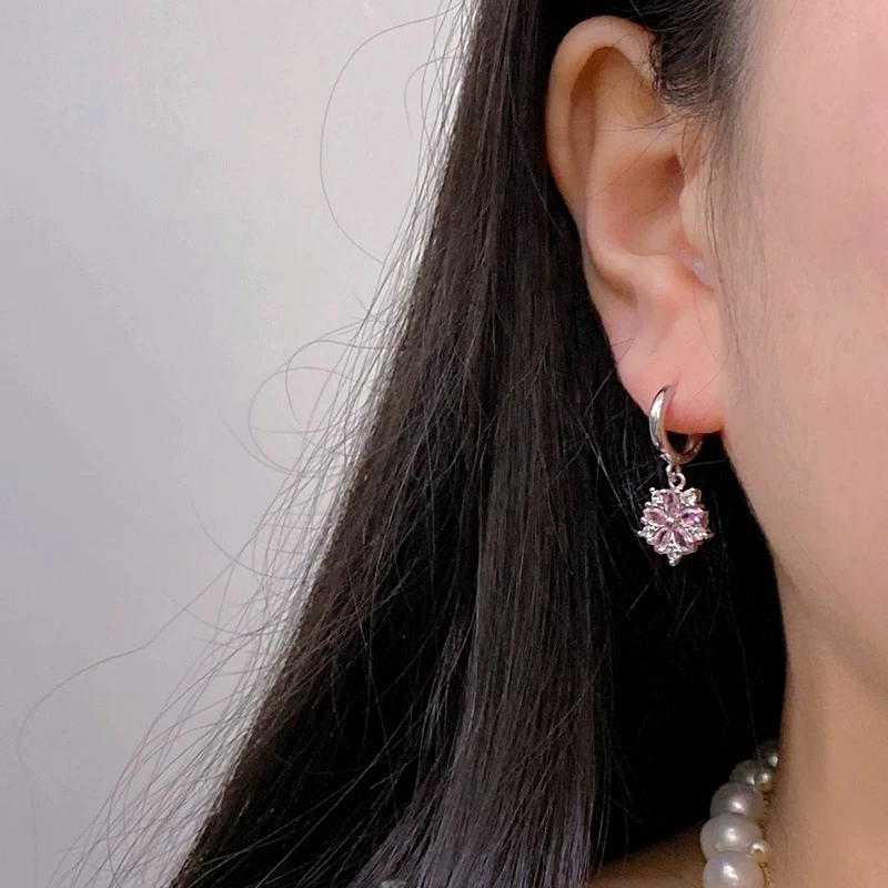 合金合成锆石耳饰 1458高级轻奢时尚花朵耳环