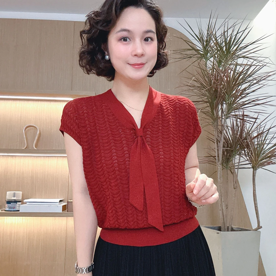 LVMU/吕木【夏日风景】飘带波纹针织上衣#DQ2512