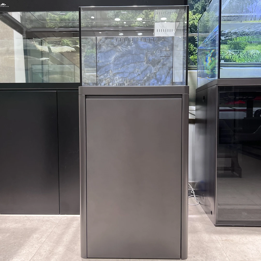 大牌圆弧60方80方缸极窄溢流缸造景金晶五线超白全套岩板底水族箱