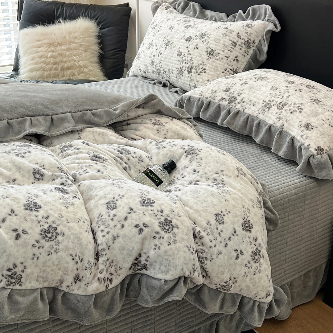 加厚保暖花边牛奶绒被套单件珊瑚绒被罩冬季单人宿舍加绒1.5m被单