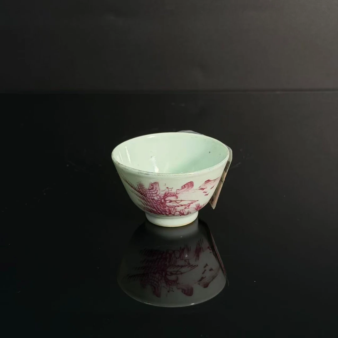 Lot2-清胭脂红山水杯 高4cm杯口5.5cm-YC10290006501021