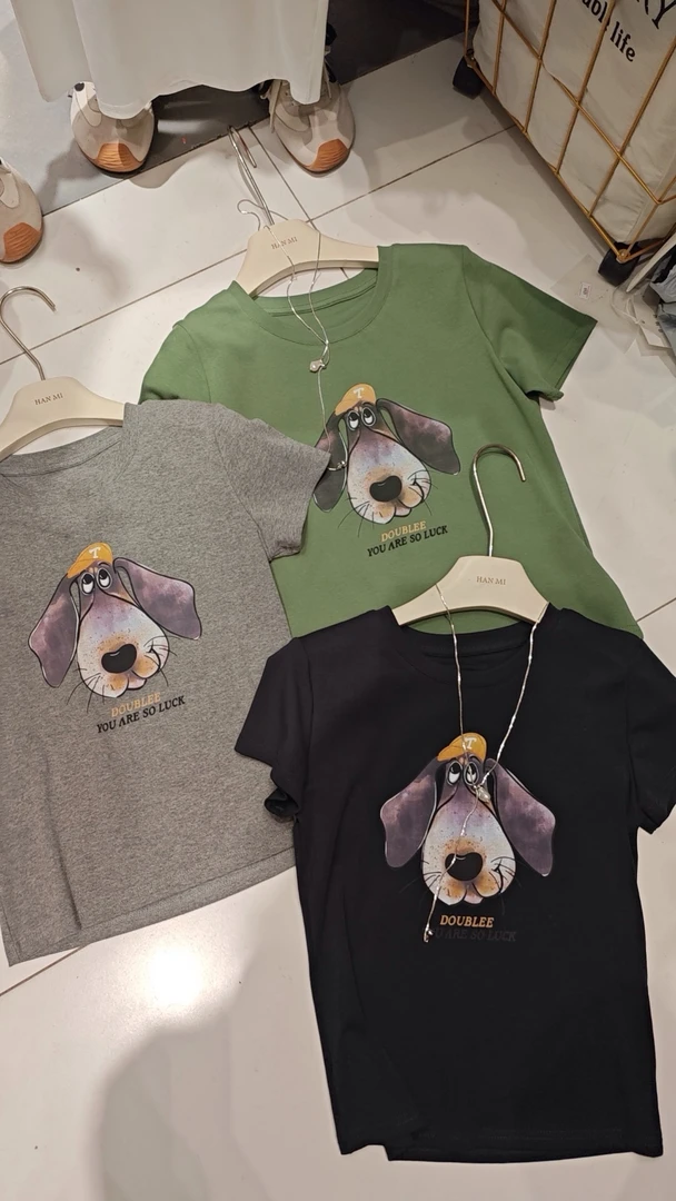 【yy张小张cc】通勤百搭休闲款大板狗狗T恤6955