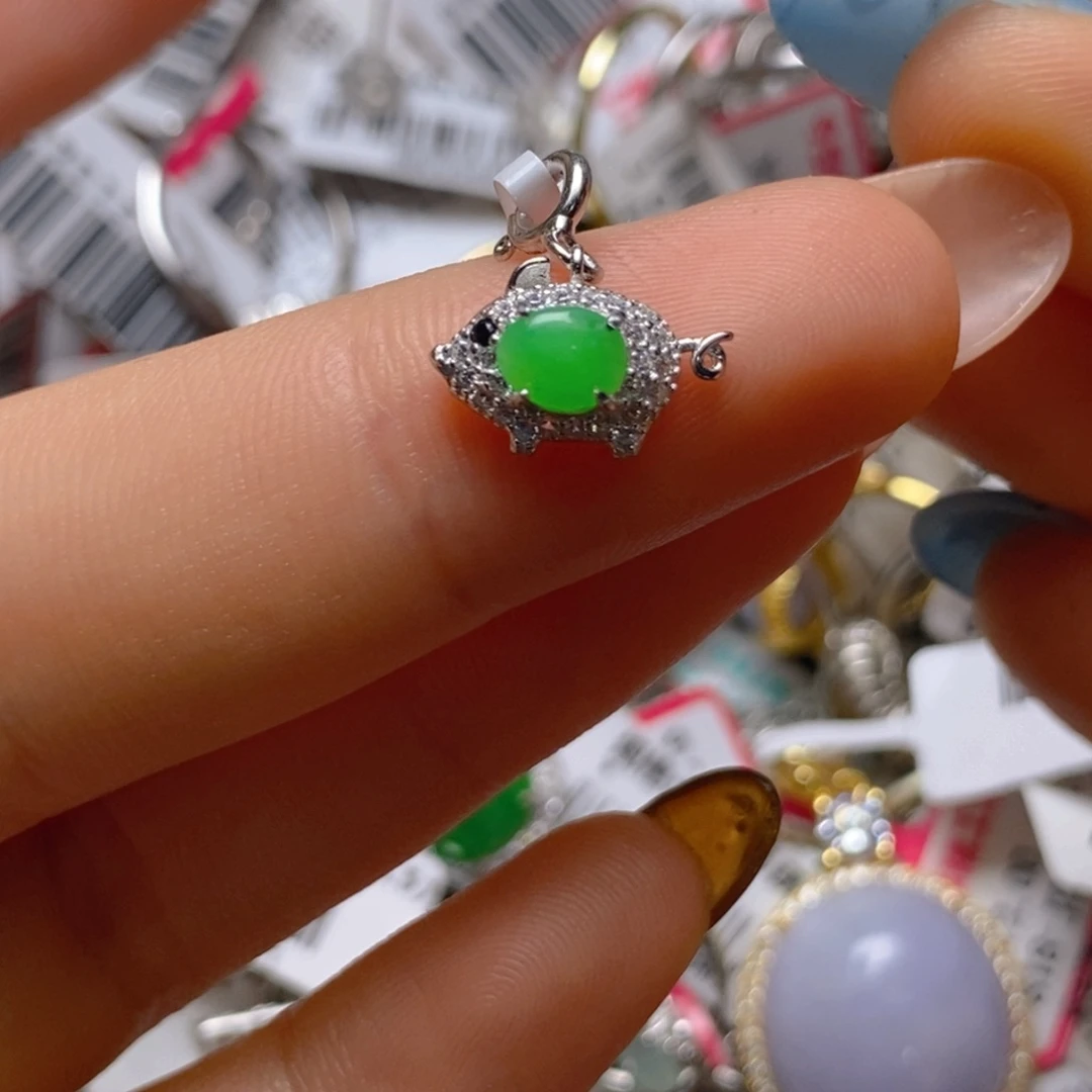 银S925镶嵌戒指翡翠百内无证书