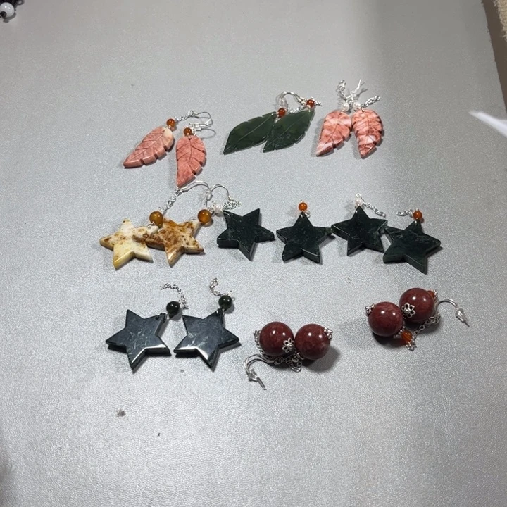 蛇纹石玉耳饰未镶嵌桃***@