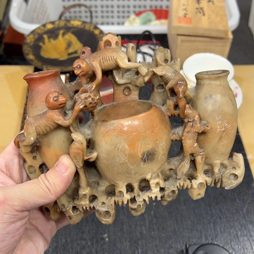 石材日本中古工艺品摆件